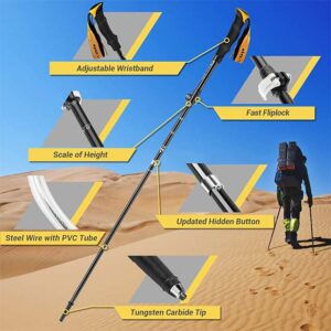 Glymnis 2 Pack Collapsible Hiking Poles – Lightweight Trekking & Walking Sticks with Tungsten Tips, Quick Flip Lock, 7075 Aluminum Construction