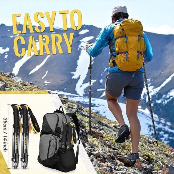 Glymnis 2 Pack Collapsible Hiking Poles – Lightweight Trekking & Walking Sticks with Tungsten Tips, Quick Flip Lock, 7075 Aluminum Construction