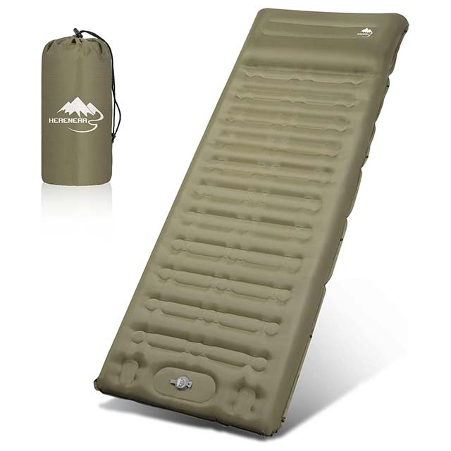 Herenear Ultra-Light Self-Inflating Camping Mattress with Foot Pump – Waterproof, Portable Cushion Mat for Hiking, Outdoor Travel & Beach