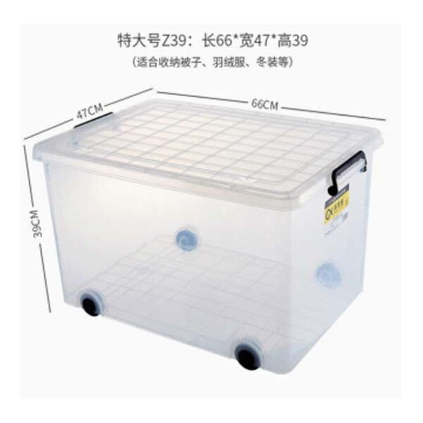 KADAX 40L Clear Plastic Storage Box with Wheels & Lid – Organizer Box with Click Closure for Toys, Clothes, and Household Items