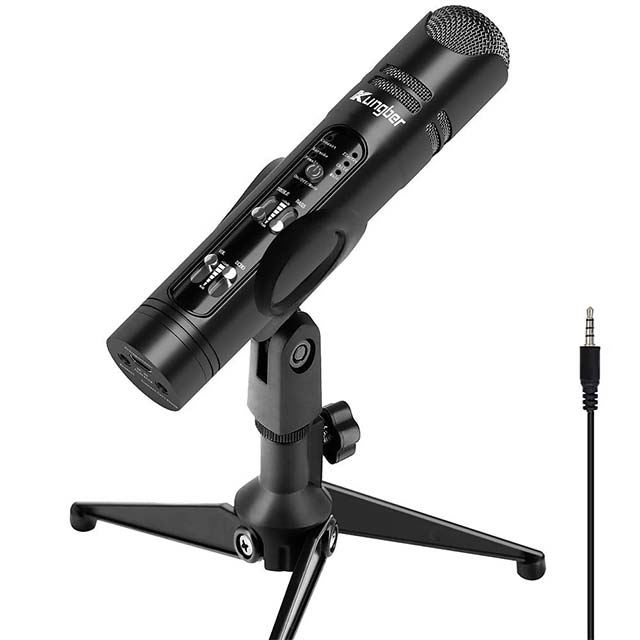 Kungber 3.5mm Rechargeable Condenser Microphone for Smartphone & PC – Compatible with iPhone, Android, iPad, Mac; Ideal for Podcasting, Karaoke, Kids Singing, Recording & Live Streaming Gaming