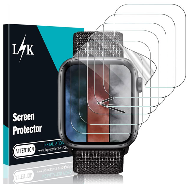 LK Ultra-Thin Flexible TPU HD Clear Screen Protector for Apple Watch Series 6, 5, 4, SE (44mm) & Series 7 (45mm) – Bubble-Free UF-010