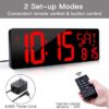 Large Digital Wall Clock with Remote Control – 16.5" LED Display, Count Up/Down Timer & Adjustable Alarm Clock with Day/Date/Temperature for Home, Gym, Office & Classroom