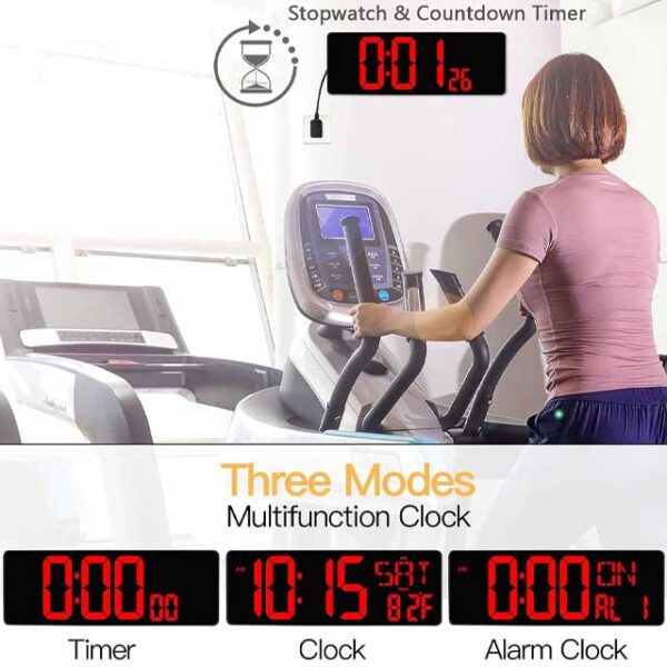 Large Digital Wall Clock with Remote Control – 16.5" LED Display, Count Up/Down Timer & Adjustable Alarm Clock with Day/Date/Temperature for Home, Gym, Office & Classroom