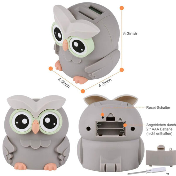 LarmTek Owl Digital Coin Bank – Automatic Counting Money Saving Box & Piggy Bank Gift for Boys, Girls, and Adults (Powered by 2 AAA Batteries, Not Included)