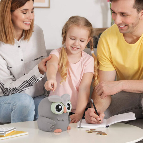 LarmTek Owl Digital Coin Bank – Automatic Counting Money Saving Box & Piggy Bank Gift for Boys, Girls, and Adults (Powered by 2 AAA Batteries, Not Included)