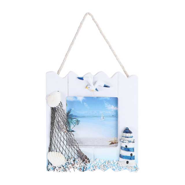 Mediterranean Style White Wooden Photo Frame – Creative Picture Holder for Elegant Home Decor