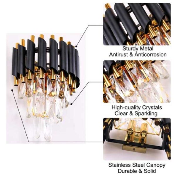 Modern Black LED Deer Wall Lamp – Imported Light Metal Fixture for Living Room, Bedroom & Dining Room (Round W/H Design)