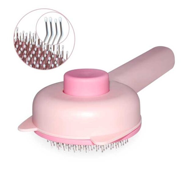 Pink Self-Cleaning Grooming Brush for Cats & Dogs – Gentle Undercoat Remover & Indoor Cat Brush Tool