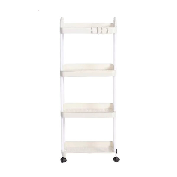 Plastic Rolling Utility Cart with Handle – 3-Tier Movable Storage Trolley with Wheels for Kitchen, Office, Bathroom & Living Room Organization
