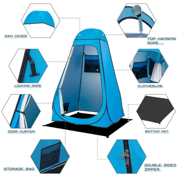 Pop Up Toilet Tent – Portable, Waterproof Camping Bathroom with UPF 50+ for Hiking, Beach & Privacy Changing/Shower Use