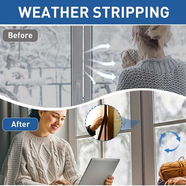 Premium High-Density Self-Adhesive Weather Stripping Foam Tape – Durable Insulation & Rubber Seal Strip, 1 Roll