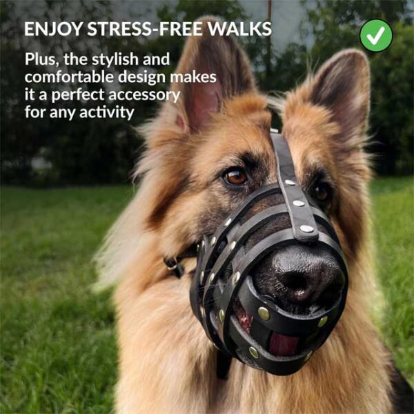 Premium Leather Dog Muzzle – Basket Design for Medium & Large Breeds (German Shepherd, Dalmatian, Doberman, Setter)