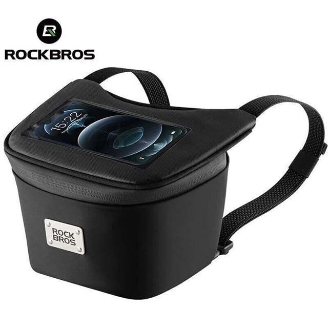 ROCKBROS Motorcycle & Electric Bike Handlebar Bag – Touchscreen Phone Holder, Waterproof Storage for Riders