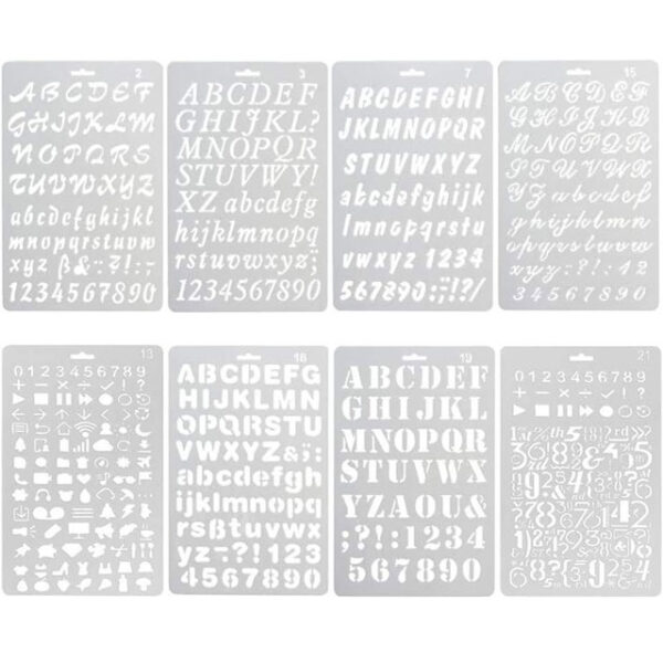 Reusable Plastic Alphabet, Letter & Number Stencil Set – Ideal for Drawing, Painting, Bullet Journals, Planners, Scrapbooking & DIY Crafts