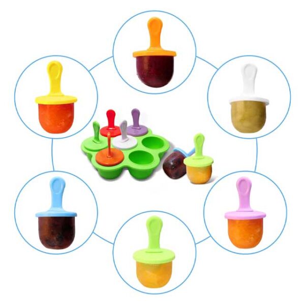 Silicone Popsicle Molds 7-Cavity DIY Ice Pop Maker with Colorful Sticks – Non-Stick Frozen Treat, Ice Cream & Cake Mold for Baby Food (Green)