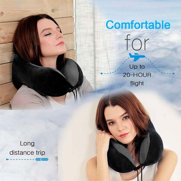 TALLGO Premium Memory Foam Travel Pillow – Ergonomic Neck & Head Support for Restful Airplane, Car & Home Sleep Relief