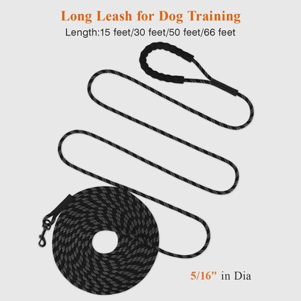 Taglory 30FT Long Dog Leash – Training & Recall Leash with Comfortable Padded Handle for Small, Medium & Large Dogs – Durable Walking & Camping Leash, Black