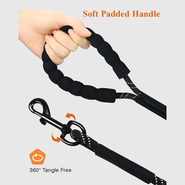Taglory 30FT Long Dog Leash – Training & Recall Leash with Comfortable Padded Handle for Small, Medium & Large Dogs – Durable Walking & Camping Leash, Black