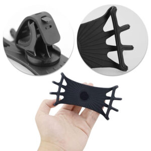 Universal 360° Rotating Bike Phone Holder – Removable Base, Adjustable Silicone Handlebar Mount Compatible with Garmin GPS for Bicycle & Motorcycle