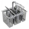 Universal Dishwasher Cutlery Basket Organizer – Removable Handle, Sleek Grey Utensil Holder for Easy Storage and Organization