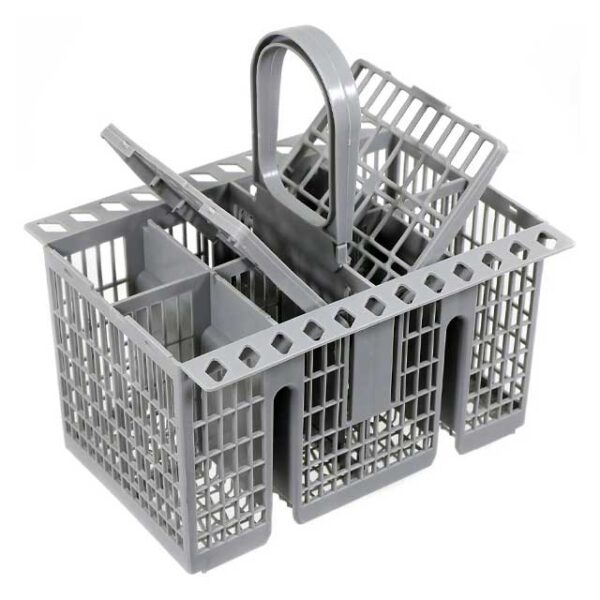 Universal Dishwasher Cutlery Basket Organizer – Removable Handle, Sleek Grey Utensil Holder for Easy Storage and Organization