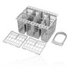 Universal Dishwasher Cutlery Basket Organizer – Removable Handle, Sleek Grey Utensil Holder for Easy Storage and Organization