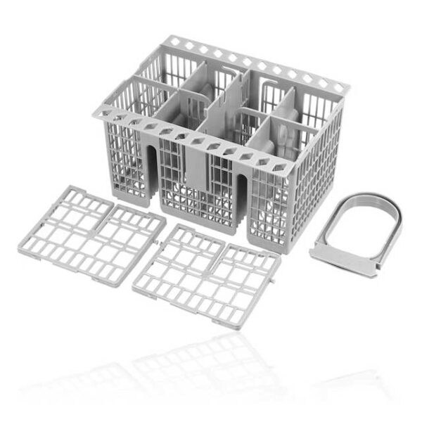 Universal Dishwasher Cutlery Basket Organizer – Removable Handle, Sleek Grey Utensil Holder for Easy Storage and Organization
