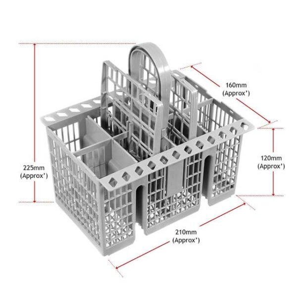 Universal Dishwasher Cutlery Basket Organizer – Removable Handle, Sleek Grey Utensil Holder for Easy Storage and Organization