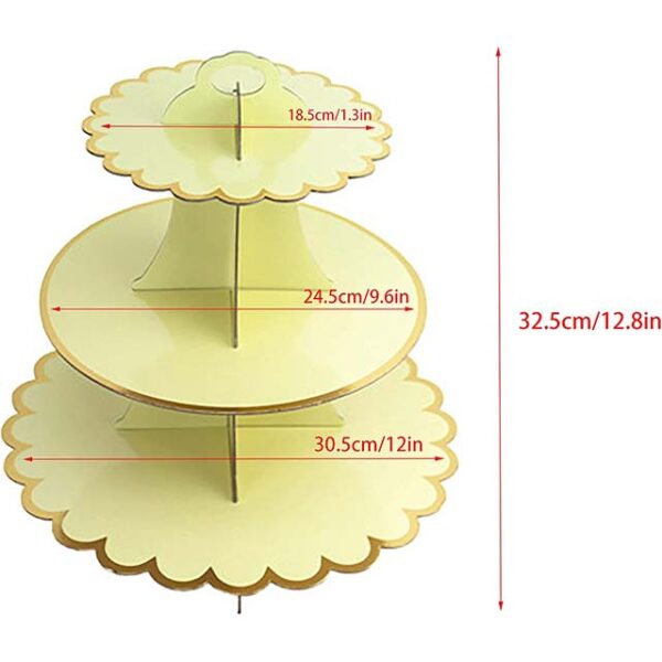 YAVO-EU 2-Pack Yellow 3-Tier Cake & Cupcake Stands – Reusable Serving & Muffin Stand for Weddings, Birthday Parties, Coffee Tables & Baby Showers