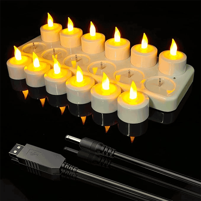 12-Pack USB Rechargeable Flameless LED