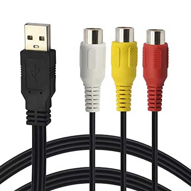 5FT USB 2.0 to RCA Composite AV Cable – High-Speed Audio Video Splitter Adapter for TV, PC, DVD, and Camcorder – USB A Male to 3 RCA Male Cord