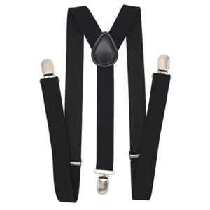 Men’s & Boys’ Black Elastic Suspenders – Stylish Adjustable Suspenders for Galas & Formal Occasions