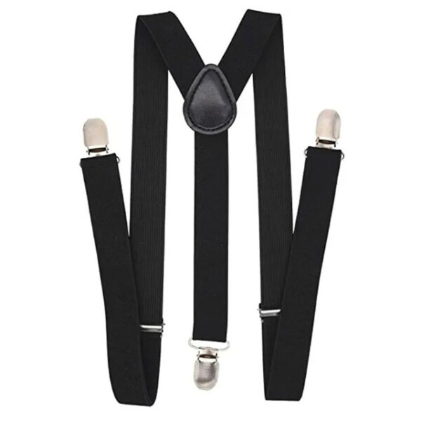 Men’s & Boys’ Black Elastic Suspenders – Stylish Adjustable Suspenders for Galas & Formal Occasions