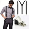 Men’s & Boys’ Black Elastic Suspenders – Stylish Adjustable Suspenders for Galas & Formal Occasions