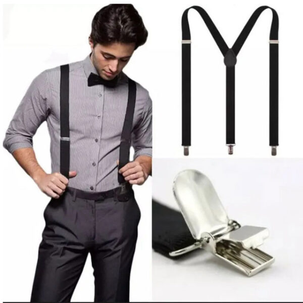 Men’s & Boys’ Black Elastic Suspenders – Stylish Adjustable Suspenders for Galas & Formal Occasions