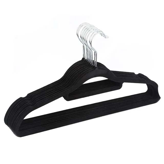 Non-Slip Ultra-Thin 360° Swivel Flocked Hangers with Tie Bar & Notched Shoulders for Garments, Ties, and Scarves