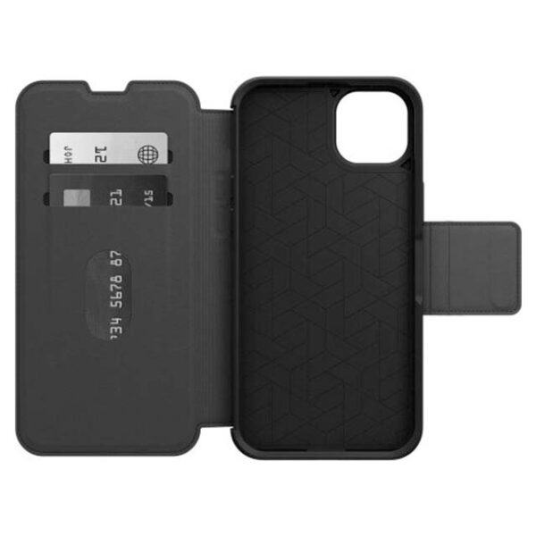 OtterBox Strada Series Premium Leather Case for iPhone 14 Plus – Shadow (Black) | Rugged Protection and Style