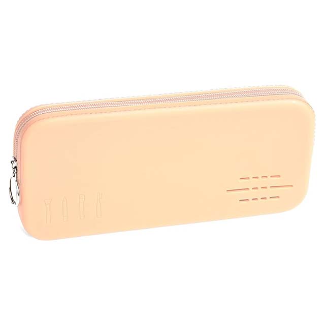 Silicone Makeup Brush Case – Small Travel Brush Holder & Cosmetic Pouch with Zipper in Trendy Pale Oats Color, Portable Toiletry Bag for Purse