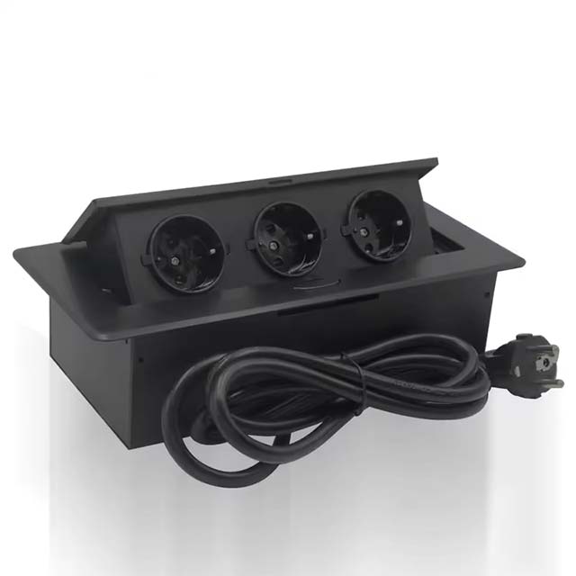UL-Listed Hidden Pop-Up Power Socket with 2 USB Charging Ports – Office Desktop Outlet, Dual Voltage (110V/220V)