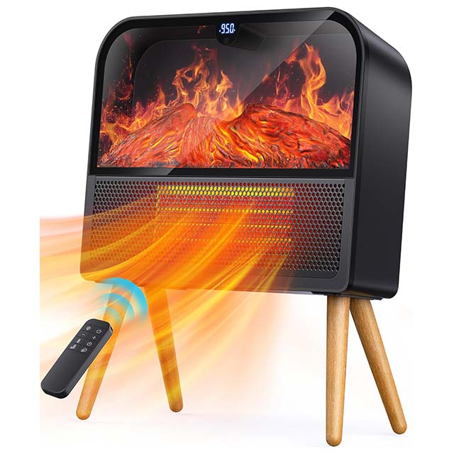 1500W Portable Space Heater for Indoor Use – Fast Safety Heating PTC Electric Heater with Thermostat for Bedroom, Office & Bathroom (Black)