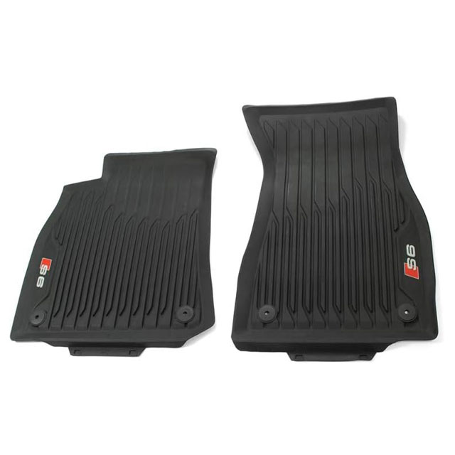 Audi 4K1061221A041 Front Rubber Floor Mats – 2-Pack All Weather Mats in Red/Black with S6 Lettering