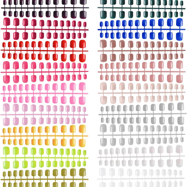 EBANKU Full Cover Press-On Nails Set – 912 Pieces Short Acrylic False Nails in 38 Colors