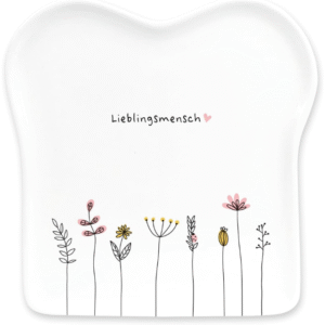 Grafik-Werkstatt Toast Plate – Saying 'Lieblingsmensch' Quote – 14.5 x 15.5 cm Ceramic Breakfast Dish, Gift Idea