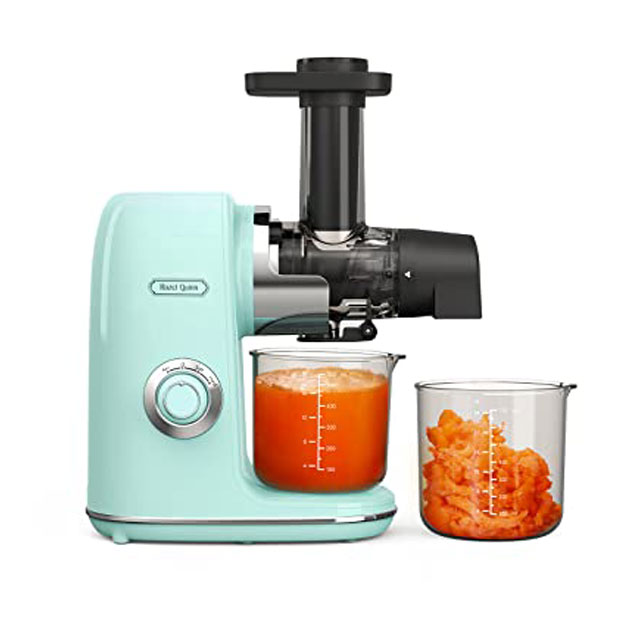 Hazel Quinn Retro Mint Green Masticating Juicer – Slow Cold Press, 2-Speed with Reverse, Ultra-Quiet 80 RPM Motor (<65dB), Easy-Clean Fruit & Vegetable Juicer