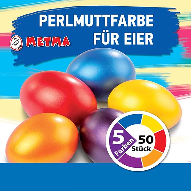 Metma B038 Egg Dye Kit – 5 Pack Vibrant Dye Tablets (Yellow, Orange, Red, Blue & Purple) with Glove for Perfect Easter Eggs