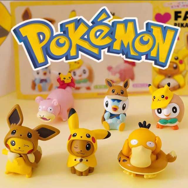 Pokemon Takara Action Figure Set – Big Doll Collection Featuring Pikachu, Eevee, Psyduck & Rowlet Toy Gifts | Funny Bunny Toy Store