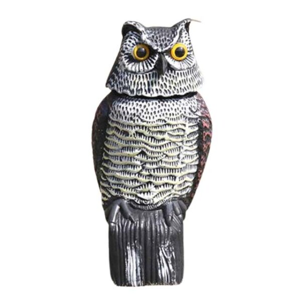 Realistic Rotating Owl Decoy – Outdoor Scarecrow Fake Owl Statue to Deter Birds & Pigeons (1 Pack)
