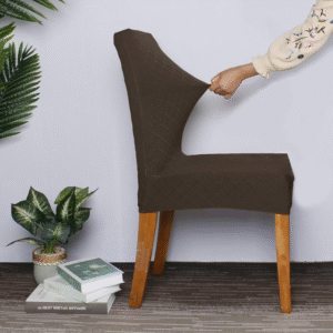 Stretch Dining Chair Cover – Removable Diamond Lattice Slipcover in Dusty Purple
