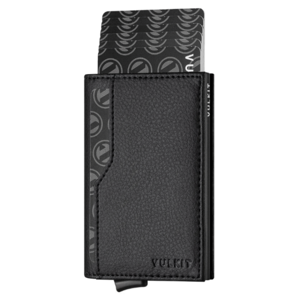 VULKIT VC205 Men's Card Holder Wallet – Slim Bifold with Double ID Window, Holds Up to 12 Cards